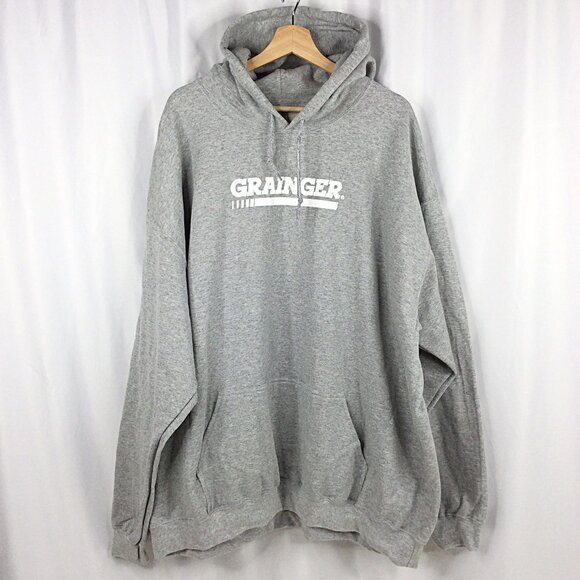 Grainger Logo Heavyweight Hoodie Sweatshirt Mens Size 4XL Gray Gildan - Picture 1 of 5
